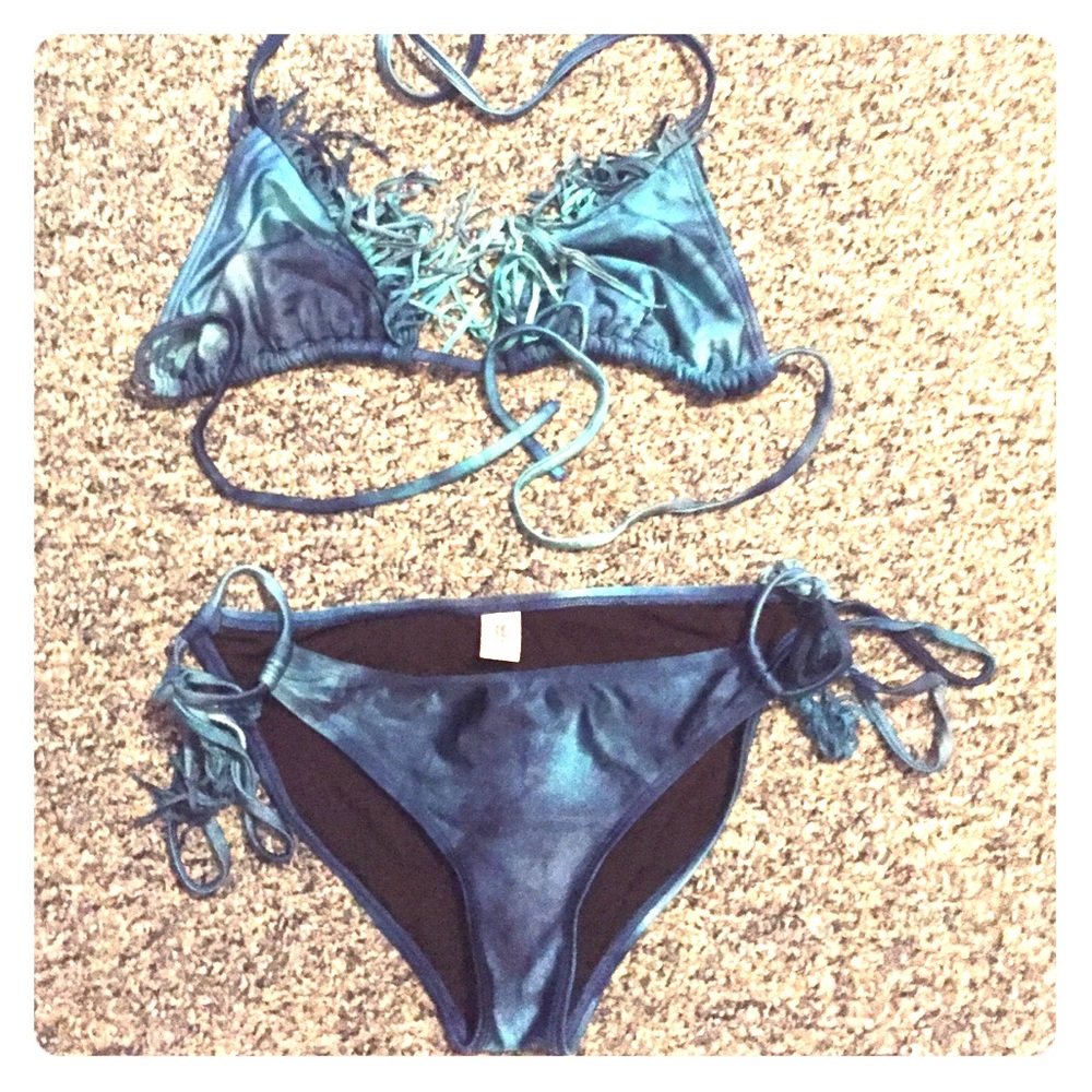 XL tie dye fringe bikini